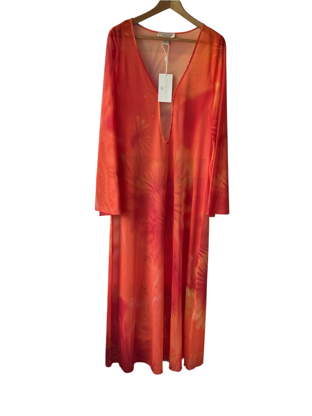 Caroline Constas Red Orange Tie-Dye Swim Coverup